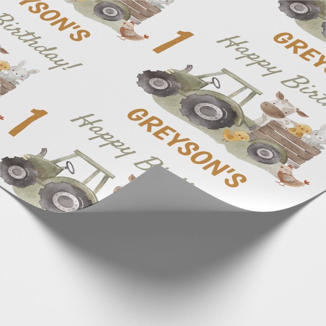 Papel De Regalo Granja Tractor Fiesta de Cumpleaños Animales Barn (Esquina)