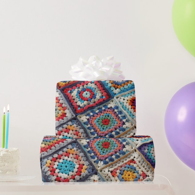Papel De Regalo Granny Square Crocheted Quilt (Regalos de fiesta)