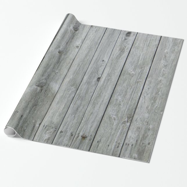 Papel De Regalo Grano de madera gris rústico (Desenrollado)