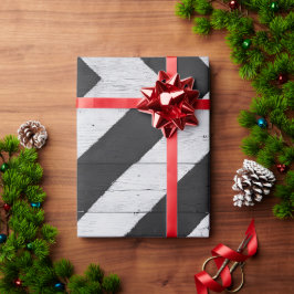 Papel De Regalo Grano de madera pintado negro y blanco