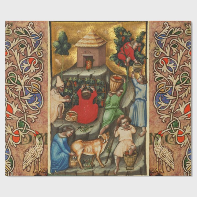 Papel De Regalo Grapevina MEDIEVA VINEYARD HARVEST Grapevina antig (Superficie plana)