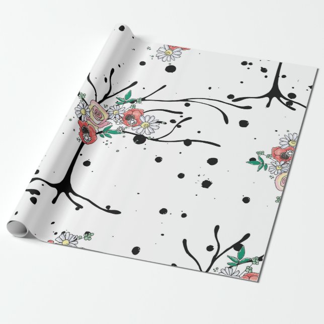 Papel De Regalo Grasa gráfica de patrón ininterrumpida dibujada a  (Desenrollado)