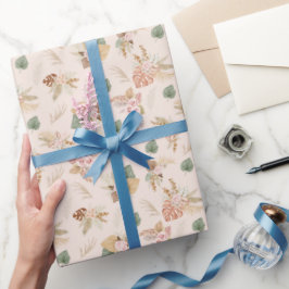 Papel De Regalo Grasas y flores de pampas en crema