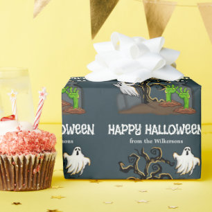 Papel De Regalo Graveyard Zombie y Ghost Cute Halloween Party