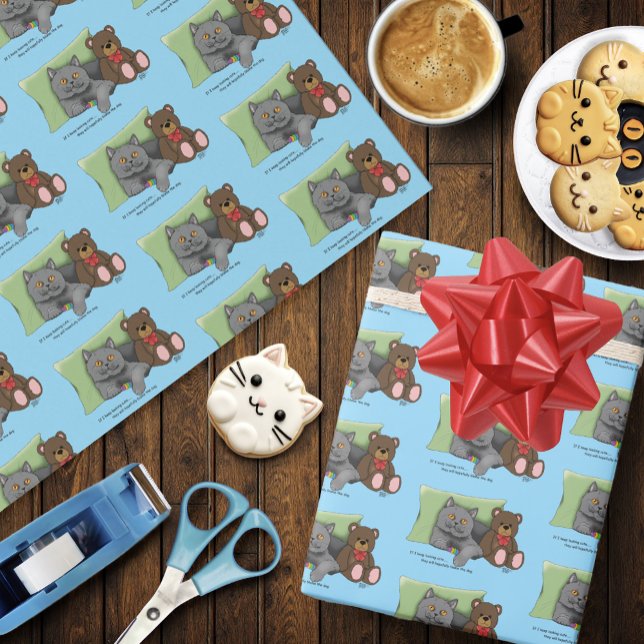 Papel De Regalo Gray Cat Teddy Bear (Subido por el creador)