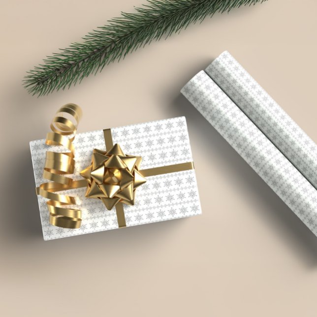 Papel De Regalo Gray Christmas Snowflakes Pattern White Background (Subido por el creador)
