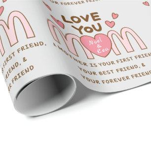 Papel De Regalo Gray Love You Mom Wraping Paper
