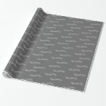 Papel De Regalo Gray Merry Christmas<br><div class="desc">Feliz Navidad gris oscuro y blanco</div>