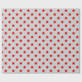 Papel De Regalo Gray Sky Bright Red Stars