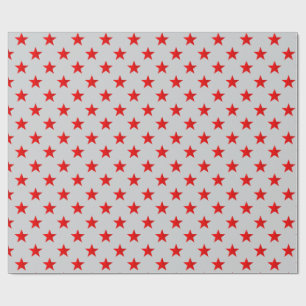 Papel De Regalo Gray Sky Bright Red Stars
