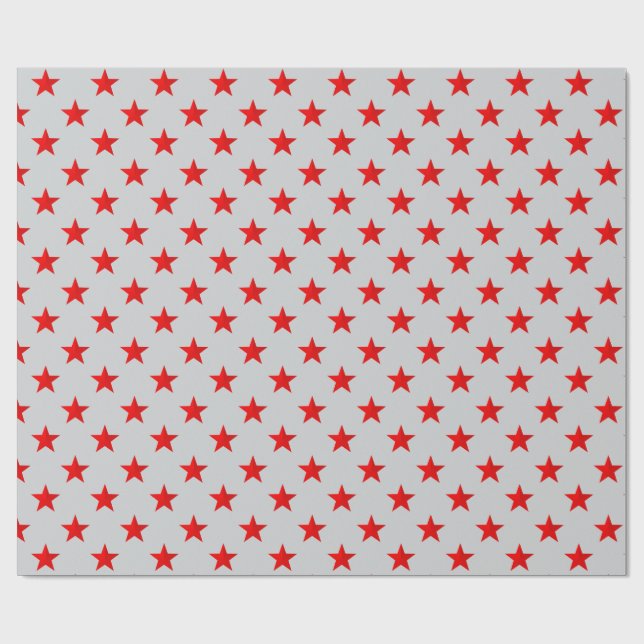 Papel De Regalo Gray Sky Bright Red Stars (Superficie plana)