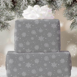 Papel De Regalo Gray White Snowflakes Pattern Christmas Holiday