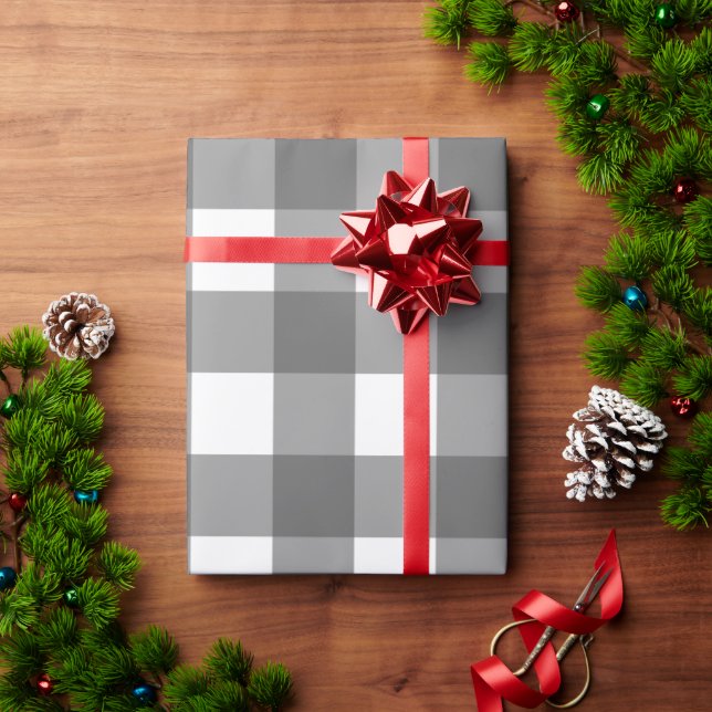 Papel De Regalo Gray & White Square Pattern Wrapping Paper (Regalo de vacaciones)
