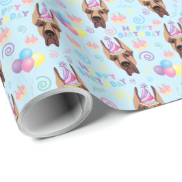 Papel De Regalo Great Dane Birthday Gift Wrapping Paper Blue