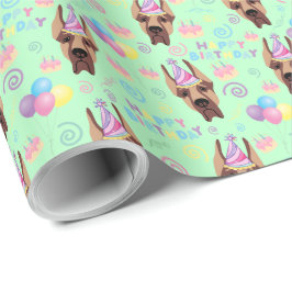 Papel De Regalo Great Dane Birthday Gift Wrapping Paper Green