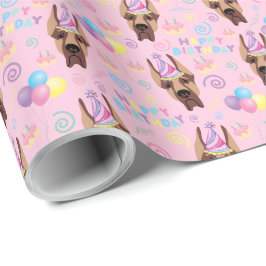 Papel De Regalo Great Dane Birthday Gift Wrapping Paper Pink