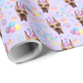 Papel De Regalo Great Dane Birthday Gift Wrapping Paper Purple