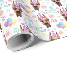 Great Dane Birthday Gift Wrapping Paper White