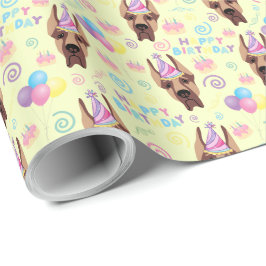 Papel De Regalo Great Dane Birthday Gift Wrapping Paper Yellow