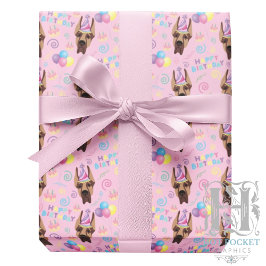 Papel De Regalo Great Dane Wrapping Paper in Pink