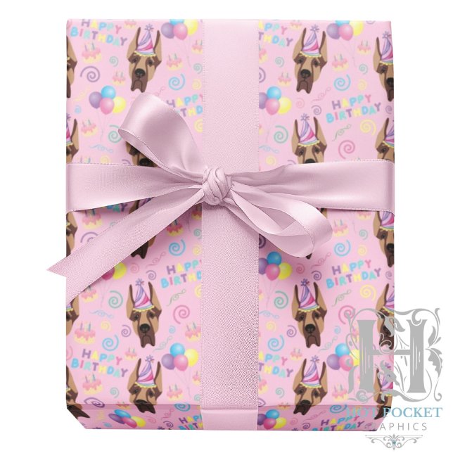 Papel De Regalo Great Dane Wrapping Paper in Pink (Subido por el creador)