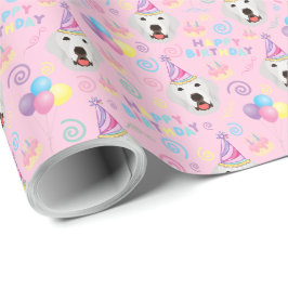 Papel De Regalo Great Pyrenees Birthday Gift Wrapping Paper Pink