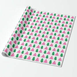 Papel De Regalo Green and Pink Christmas Trees