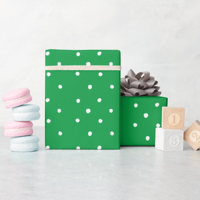Papel De Regalo Green And White Polka Dots (Baby Shower)
