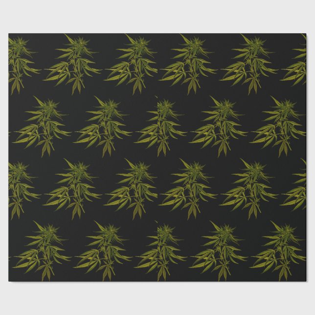 Papel De Regalo Green Buds on Black Personalized WrapPapers (Costura)