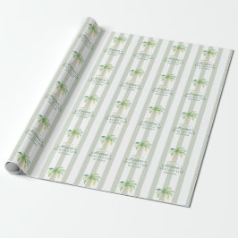 Papel De Regalo Green Cabana Stripes Palm Beach Club
