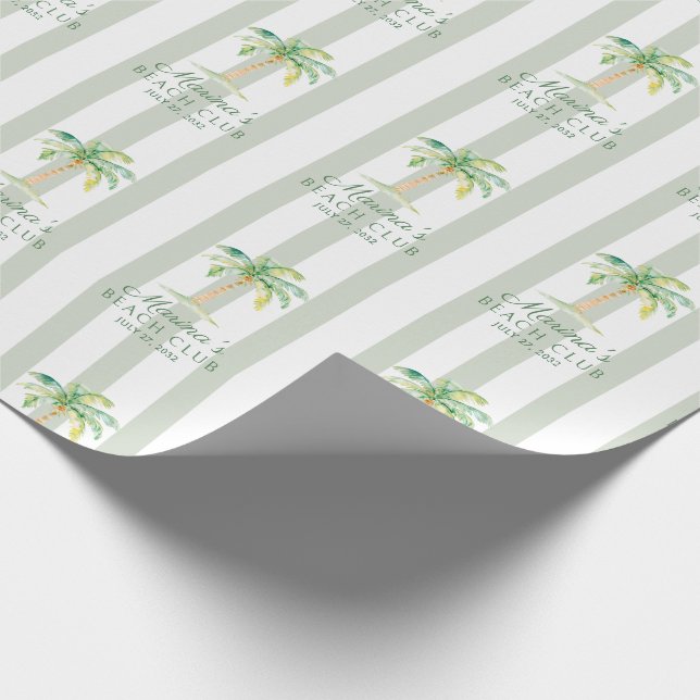 Papel De Regalo Green Cabana Stripes Palm Beach Club (Esquina)
