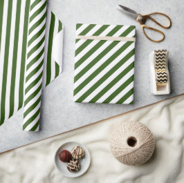 Papel De Regalo Green Candy Cane Stripes Feliz Navidad