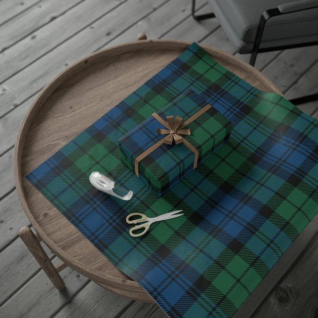 Papel De Regalo Green Check Plaid Rustic Classic Campbell Tartán (Plaid Clan Campbell Tartan Wrapping Paper)