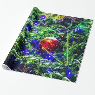 Papel De Regalo Green Christmas Tree Red Ball