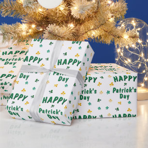 Papel De Regalo Green Clover Shamrock Happy Patrick's Day