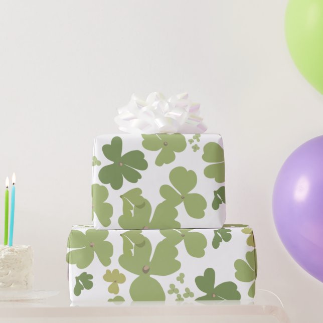 Papel De Regalo Green Cloverleaf St Patrick Day Garden (Regalos de fiesta)
