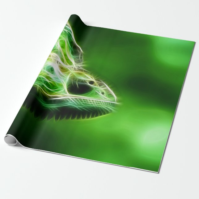 Papel De Regalo Green Eye Lime Green Lizard (Desenrollado)