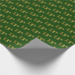 Papel De Regalo Green, Faux Gold 13th (XIII) Event