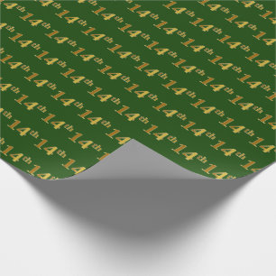 Papel De Regalo Green, Faux Gold 14th (XIV) Event