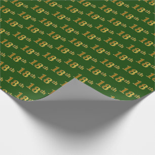Papel De Regalo Green, Faux Gold 18th (Octavo) Event