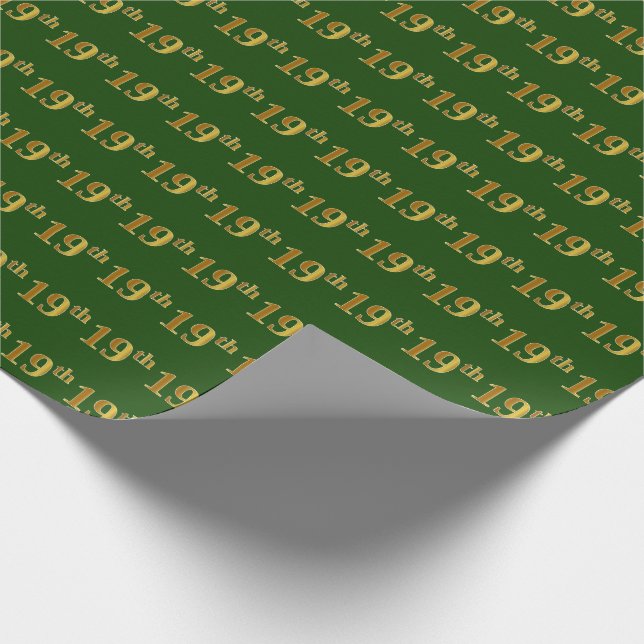 Papel De Regalo Green, Faux Gold 19th (XIX) Event (Esquina)