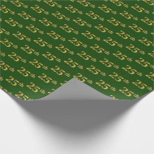 Papel De Regalo Green, Faux Gold 25th (Veinticinco) Event