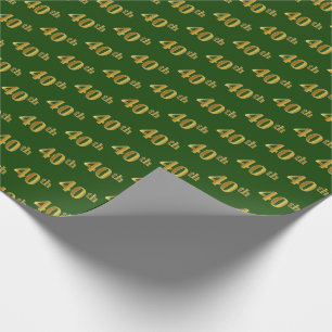 Papel De Regalo Green, Faux Gold 40th (cuadragésimo) Event