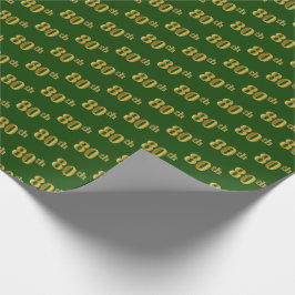 Papel De Regalo Green, Faux Gold 80th (Ochenta) Event