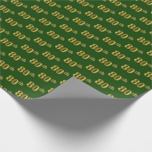 Papel De Regalo Green, Faux Gold 80th (Ochenta) Event