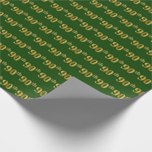 Papel De Regalo Green, Faux Gold 90th (Ninetieth) Event