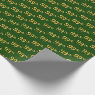 Papel De Regalo Green, Faux Gold 99th (Noventa y Novena) Event