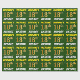 Papel De Regalo Green, Faux/Imitation Gold, "18th BIRTHDAY"