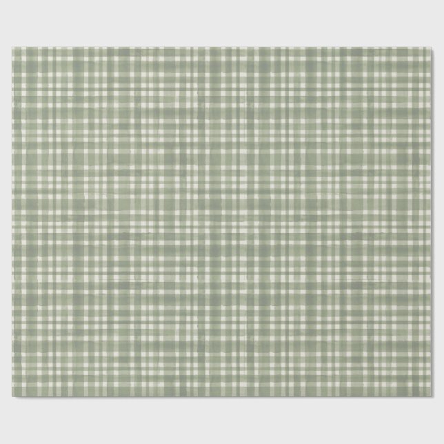 Papel De Regalo Green Gingham Plaid Wrapping Paper (Superficie plana)