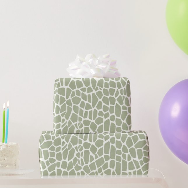 Papel De Regalo Green Giraffe Print Birthday (Regalos de fiesta)